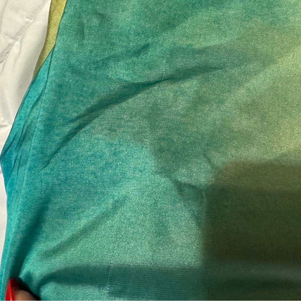Zara Blue and Green One-Shoulder Maxi Dress - Picture 4 of 5